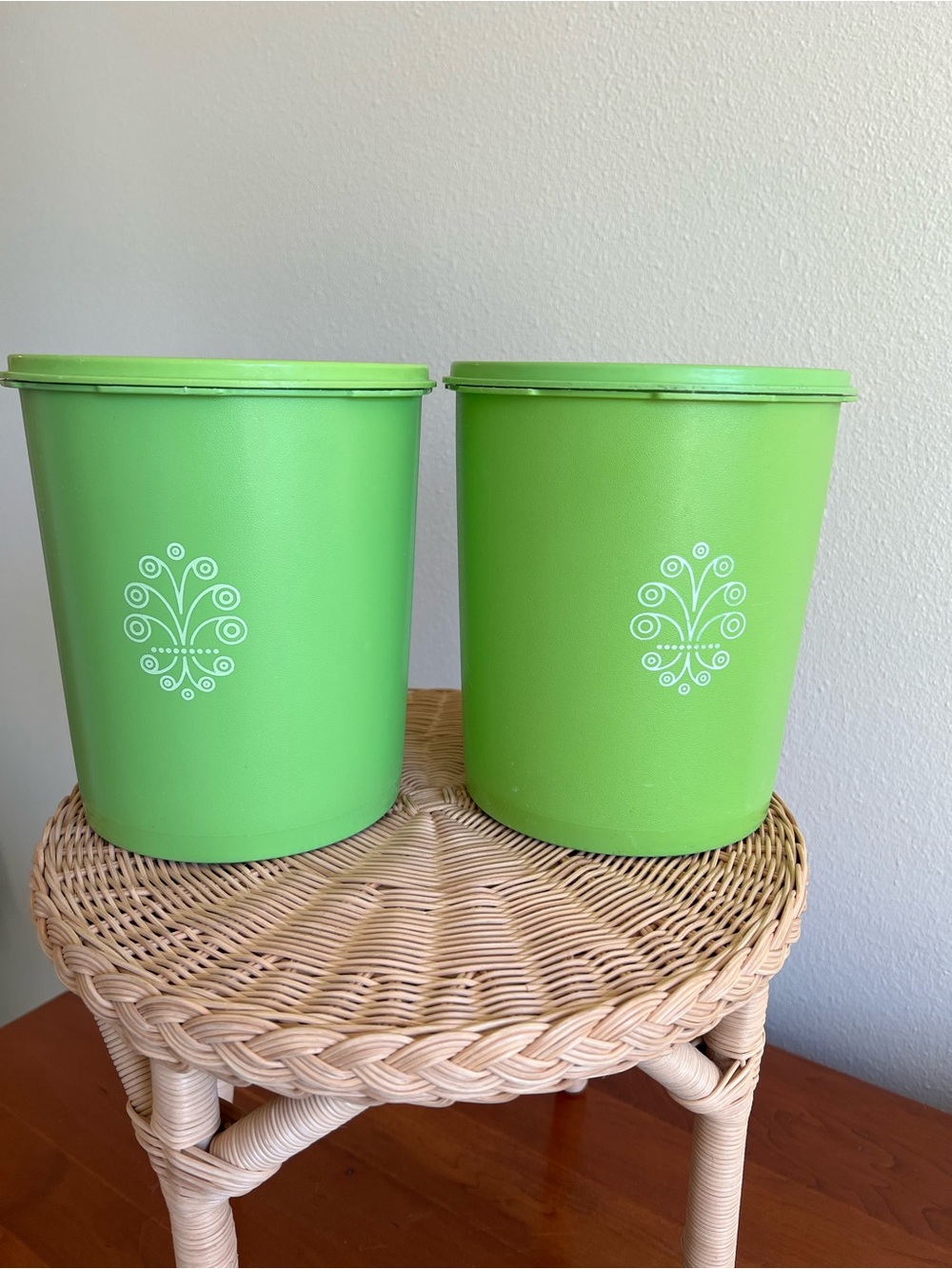 Tupperware 70’s Lime Green Storage Canisters Set of 2